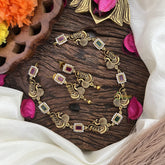 Premium AD Stone Short Neckpiece-Red Green-G10656